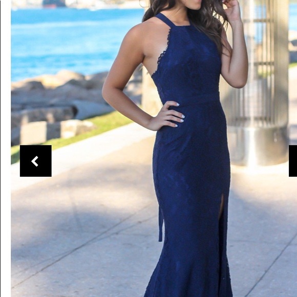 saved by the dress Dresses & Skirts - Navy lace criss cross back maxi dress